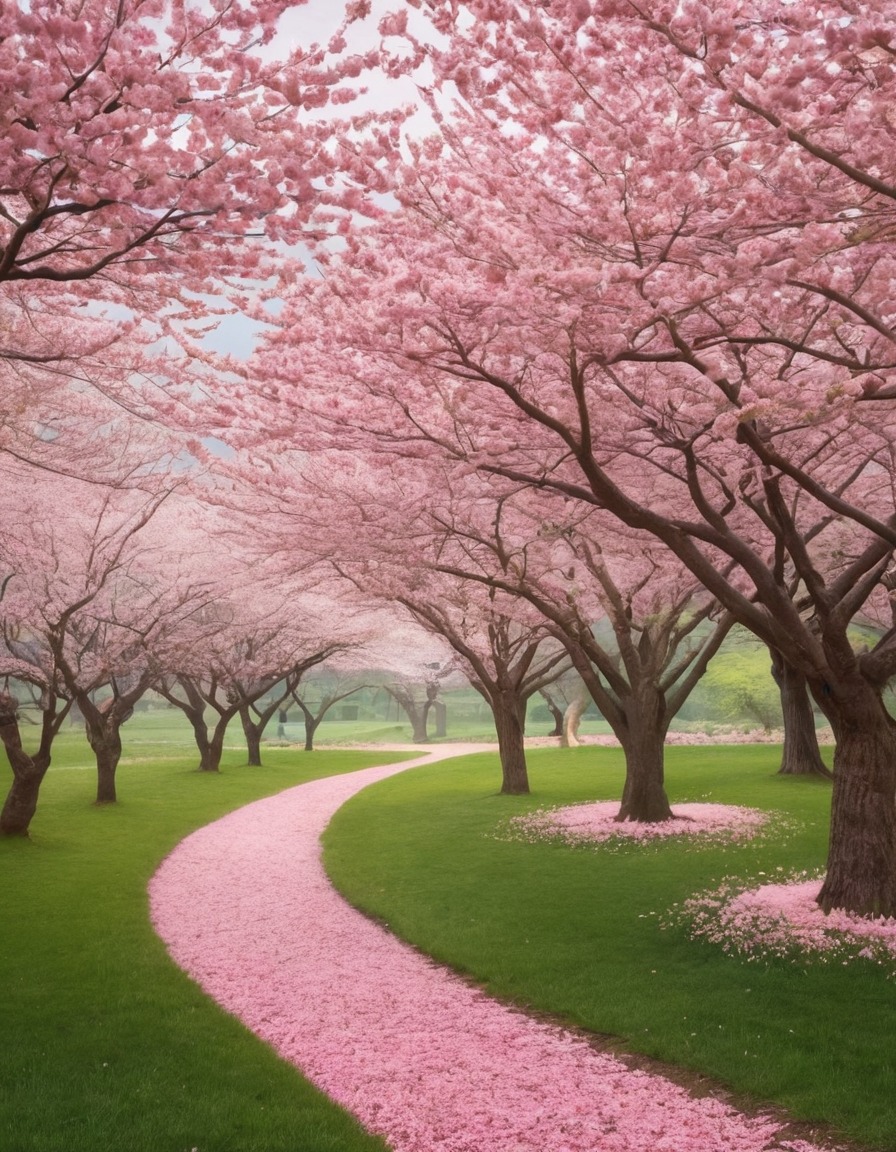 nature, cherry blossom, tree, pink, petals, breeze