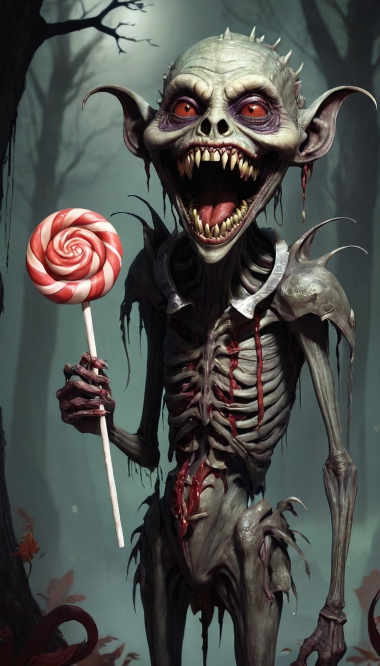 horror, creepy, macabre, monster, bloody, cryptid, lollipop, creepycryptids