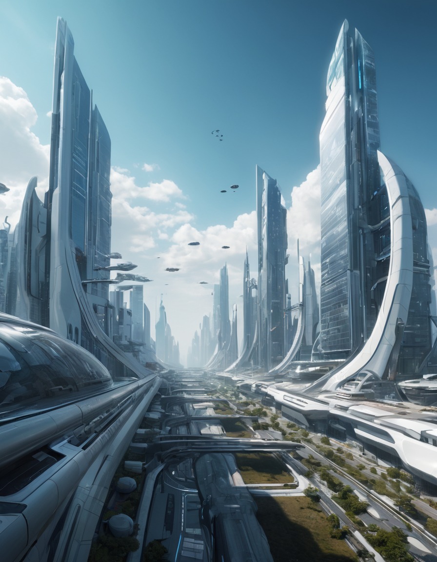 futuristic, cityscape, innovative, buildings, sleek