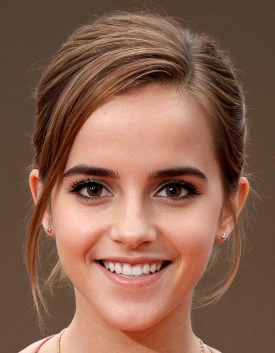 emma watson, actress, big nose, forehead, smile, eyes