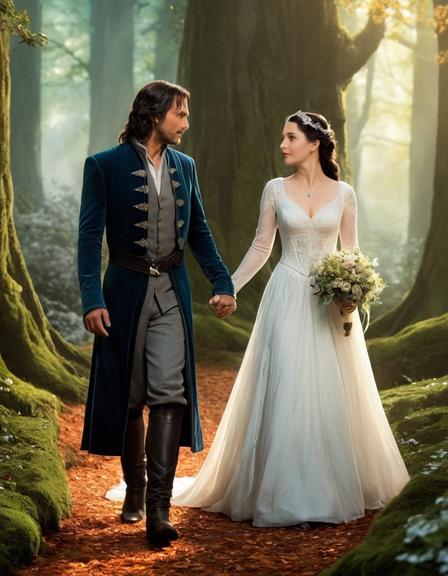 arwen, aragorn, lothlórien, wedding, middle-earth, fantasy, romance, john tolkien, tolkien