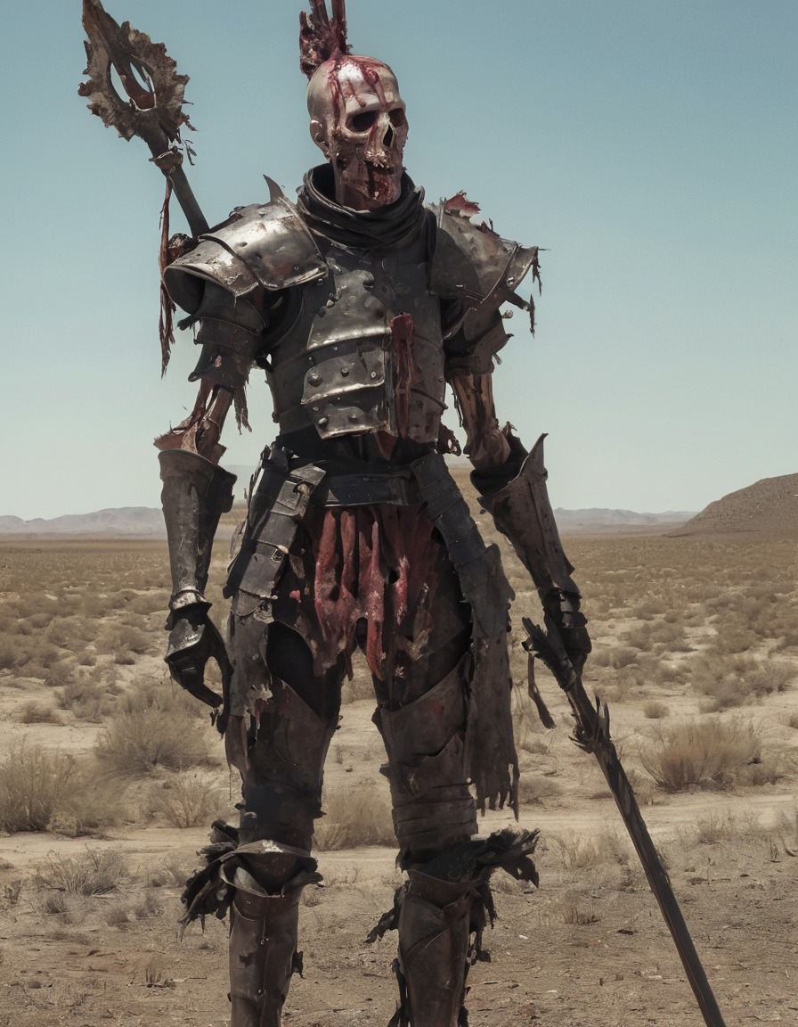 don quixote, undead, post-apocalyptic, zombie, decayed, armor