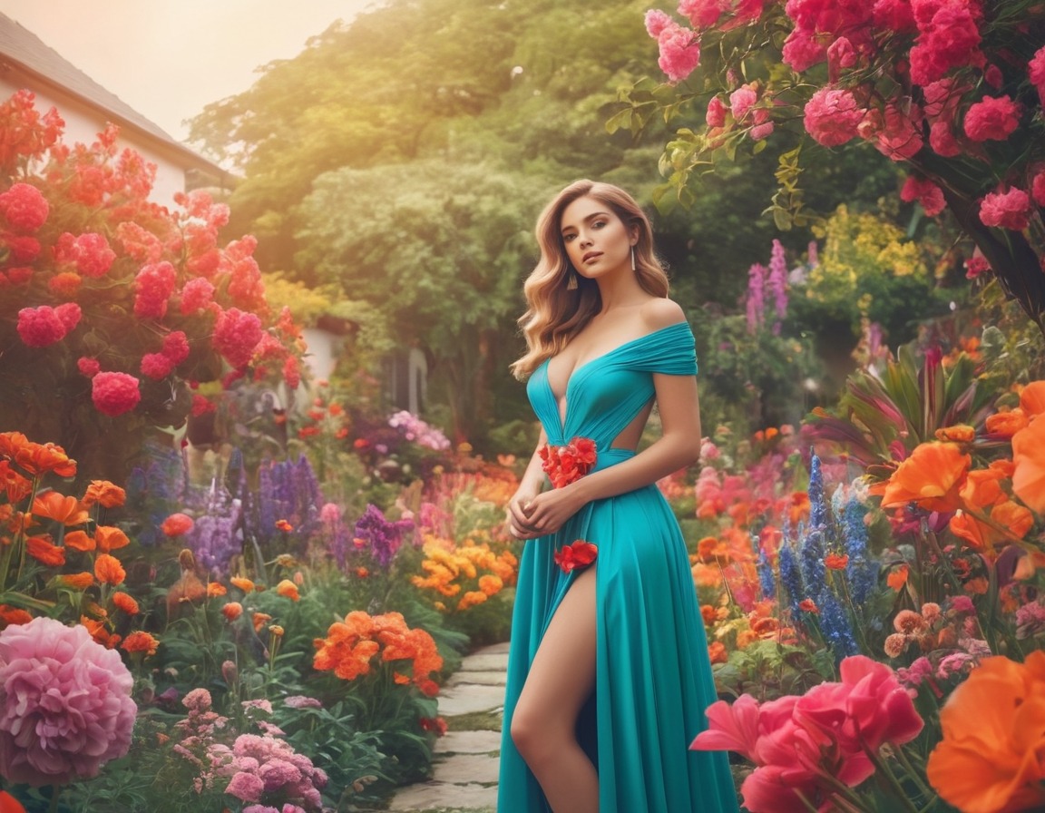 woman, flowers, garden, beauty, nature.