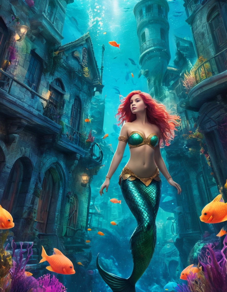 fantasy, underwater, mermaid, vibrant, exploration