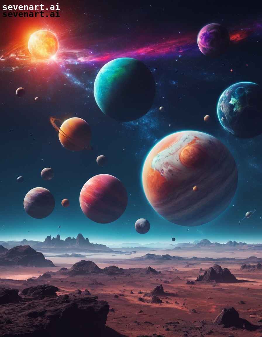 space, planets, colorful, beauty, universe, stars