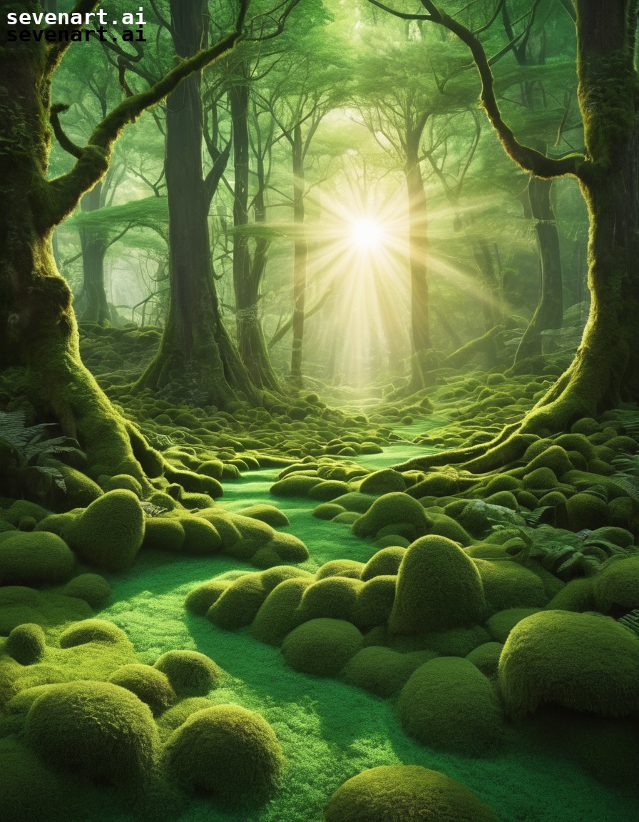 forest, sunlight, nature, moss, enchanting