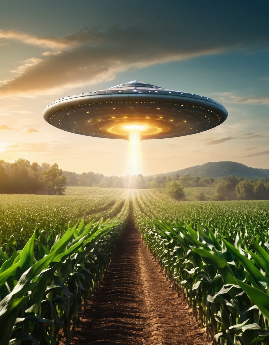 ufo, alien, corn field, extraterrestrial, mystery, unidentified flying object, sighting