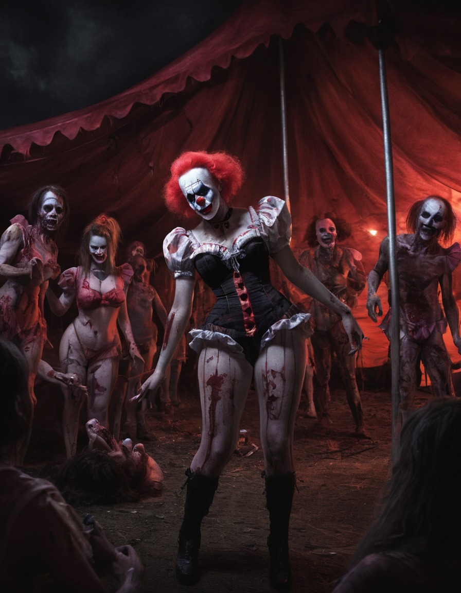 zombie, clown, circus, entertainment, horror