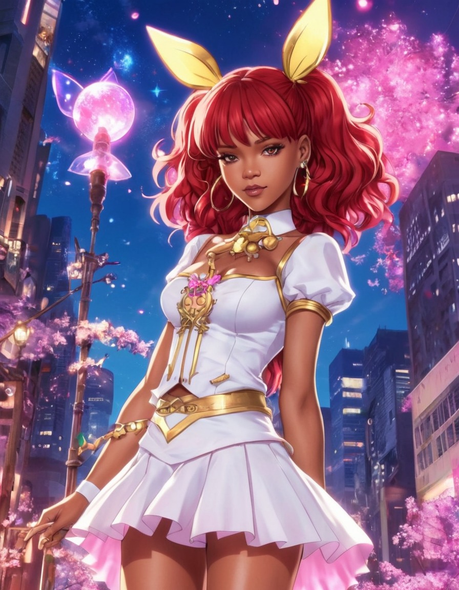 rihanna, magical girl, anime, fantasy, music artist