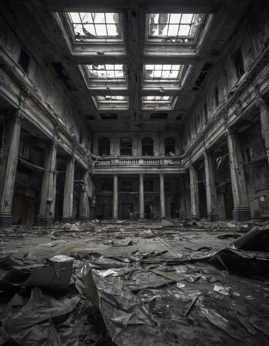 post office, abandoned building, urban decay, cityscape, city life