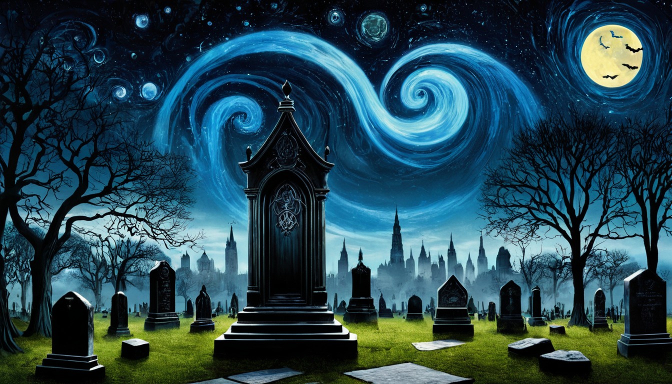 surreal, gothic, cemetery, horror, abstractart, animal, creature, creepy, cute, dark, demon, epic, evil, fantasy, gravestone, graveyard, halloween, macabre, monster, night, scifi, scififantasy, shadow, tombstone, aiart, dailychallenge, jamesar, noaihaters