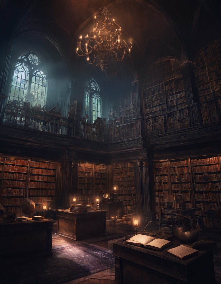 library, ancient, forbidden knowledge, sinister, secrets, lovecraft, howard lovecraft