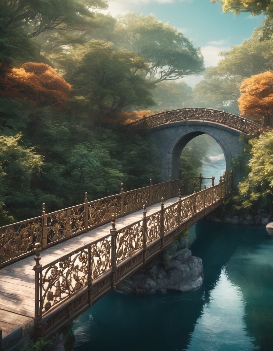 romantic, bridge, ornate, decorations, river