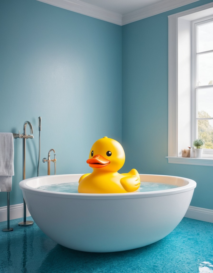 art installation, giant duck, rubber duck, bath tub, strange, public art, quirky