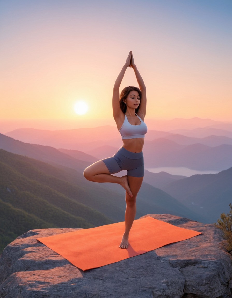 yoga, mountain, sunrise, meditation