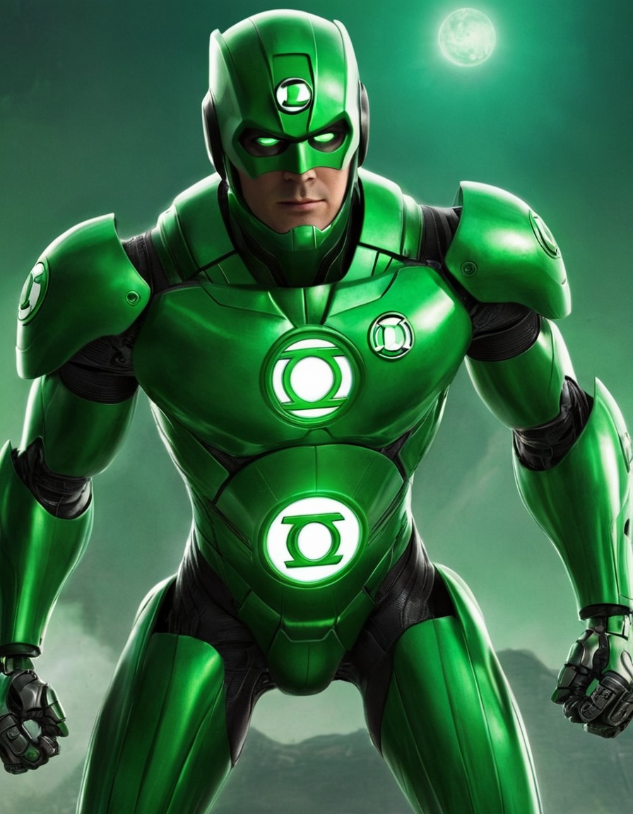 green lantern, robot, futuristic, superhero, science fiction, dc comics