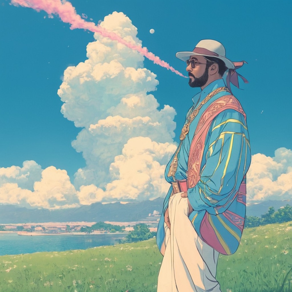 snoop dog, studio ghibli, art, blue, anime, lofi