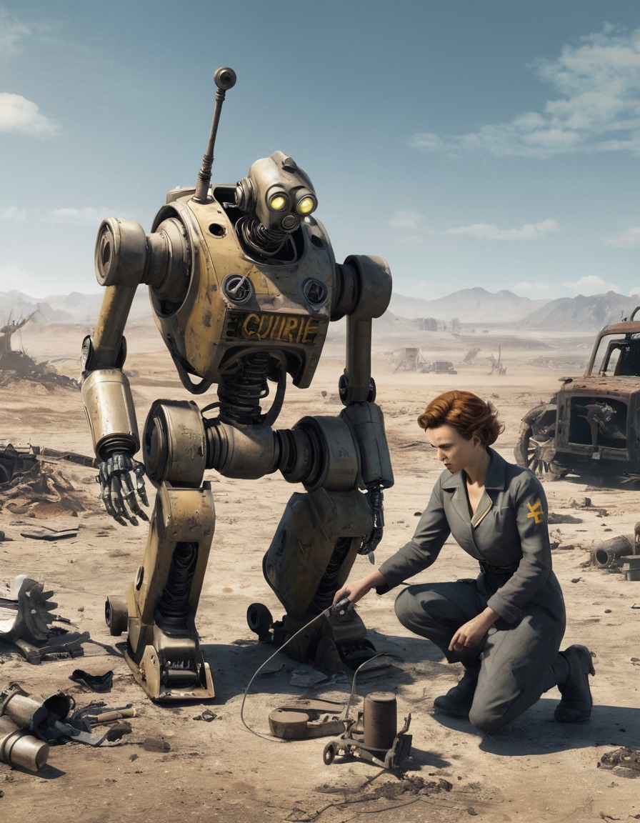 post-apocalyptic, wasteland, fallout, robot, repair, games, tv shows