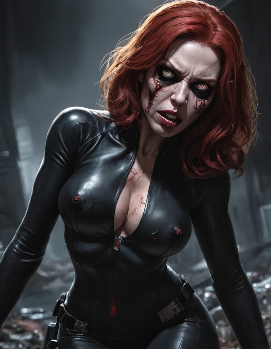 zombie, black widow (marvel comics), superhero, undead, marvel universe, action, horror