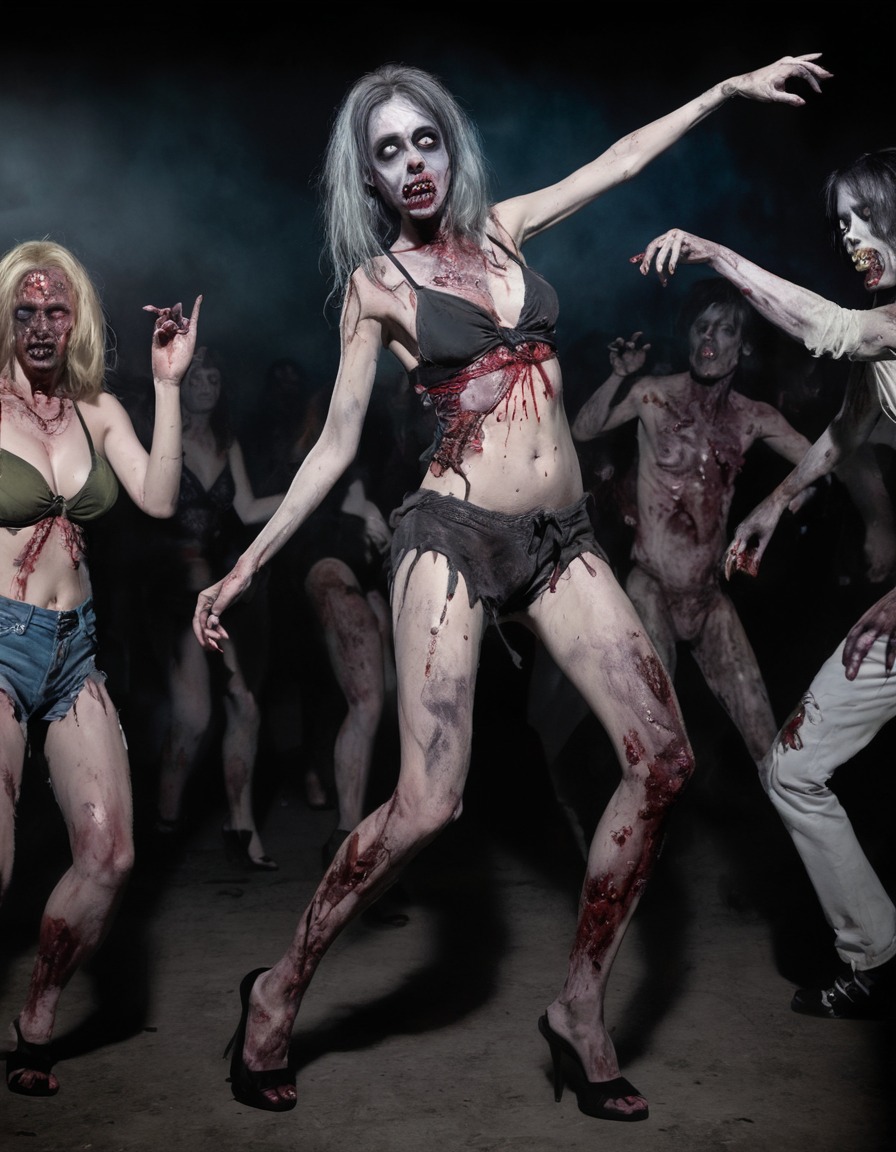 zombie, dance party, undead, halloween