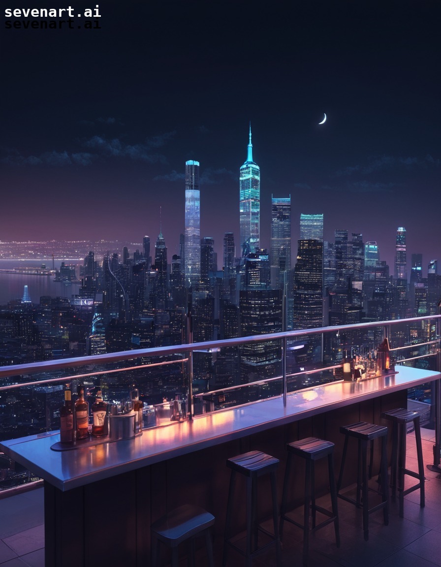 cityscape, skyline, rooftop bar, night, urban landscape, modern city, city