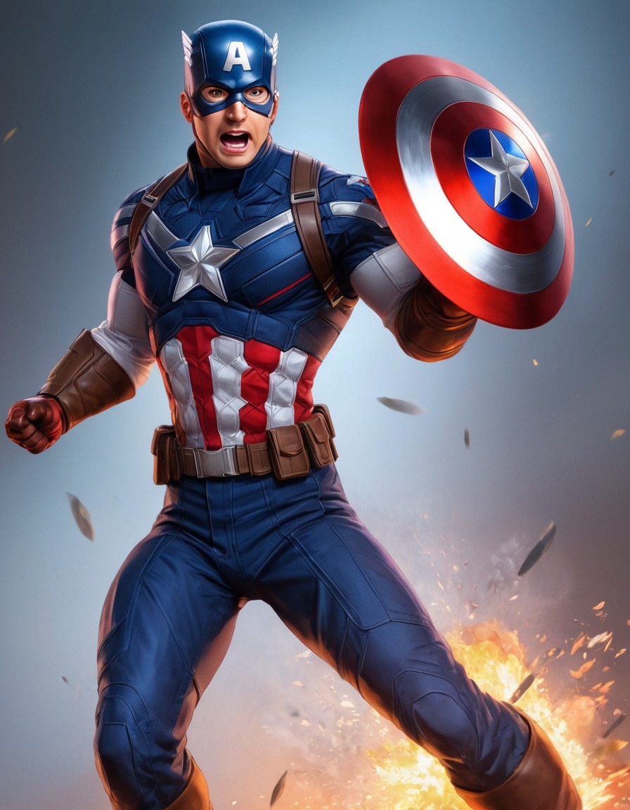 captain america, superhero, shield, hero, marvel comics, anime, marvel