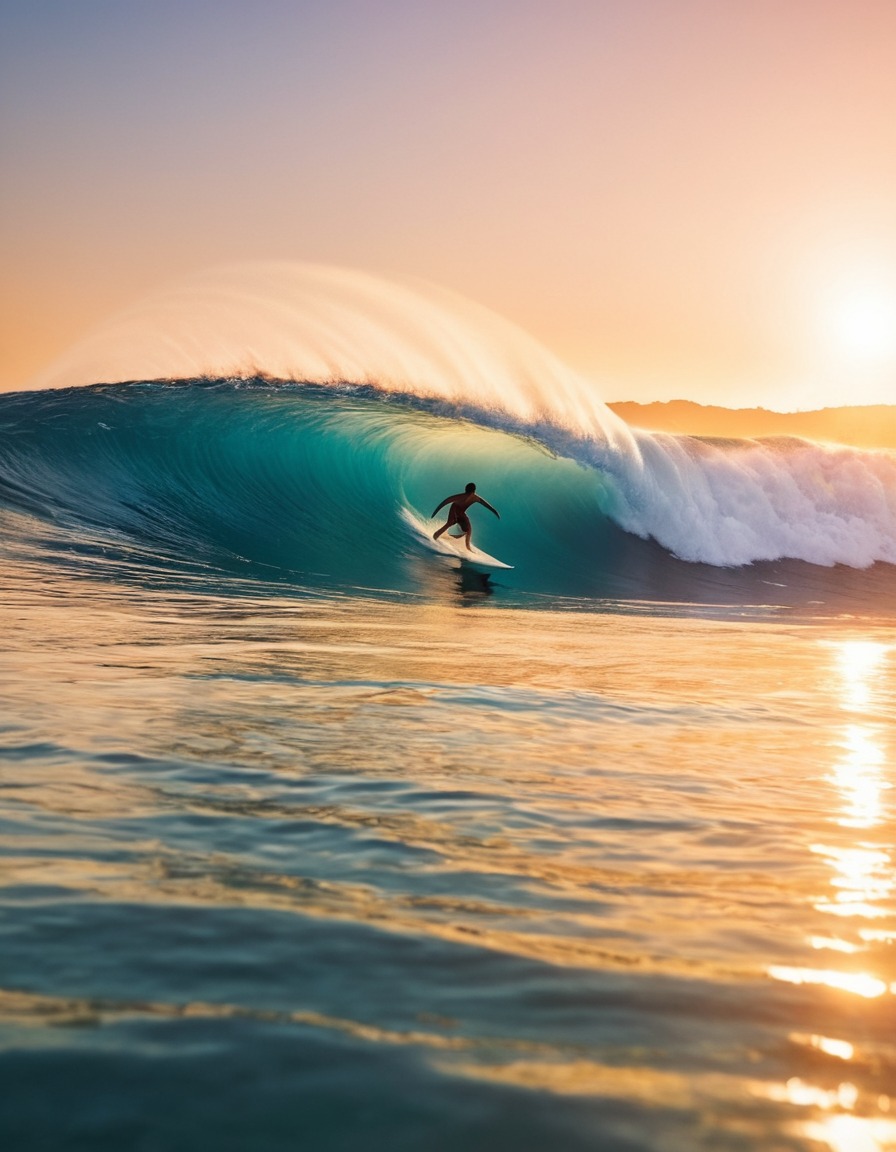 surfing, sunset, beach, ocean, waves