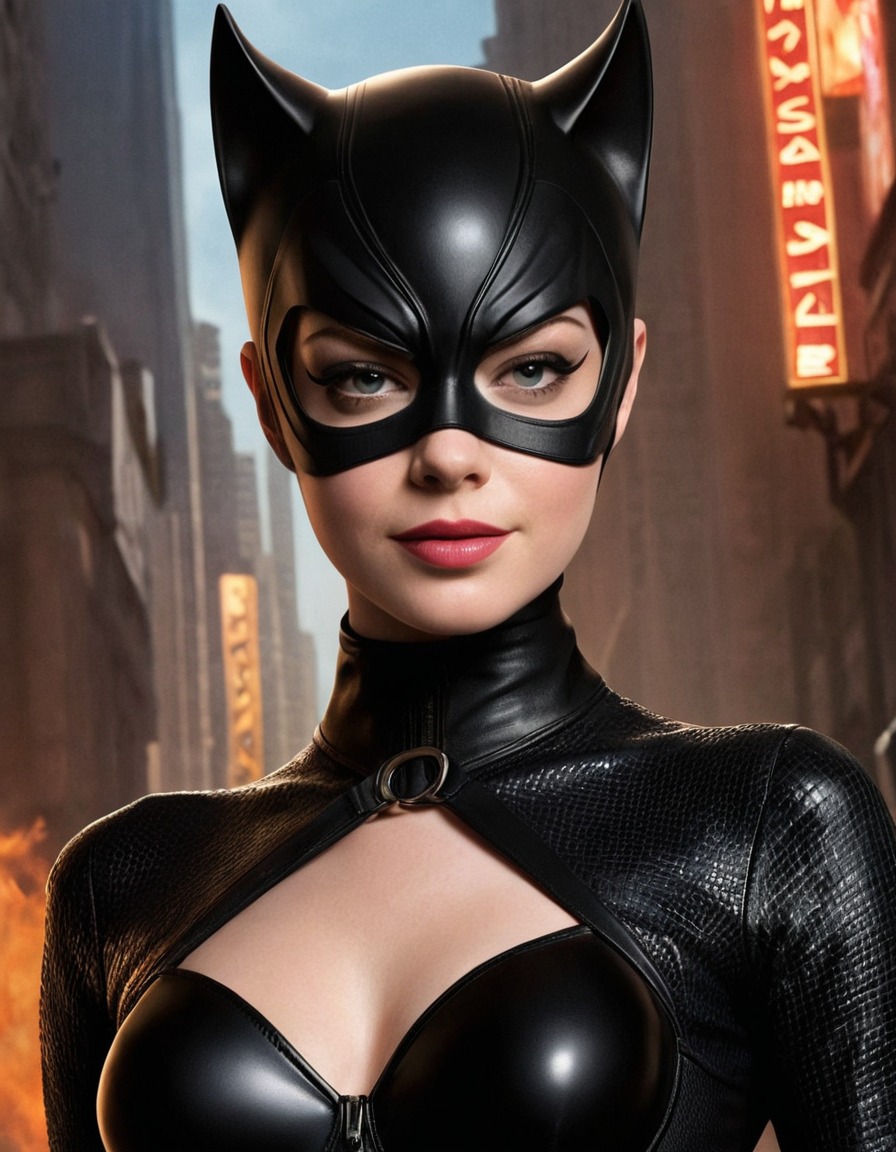 catwoman, emma stone, dc comics, superhero, actress, gotham city, comic book character