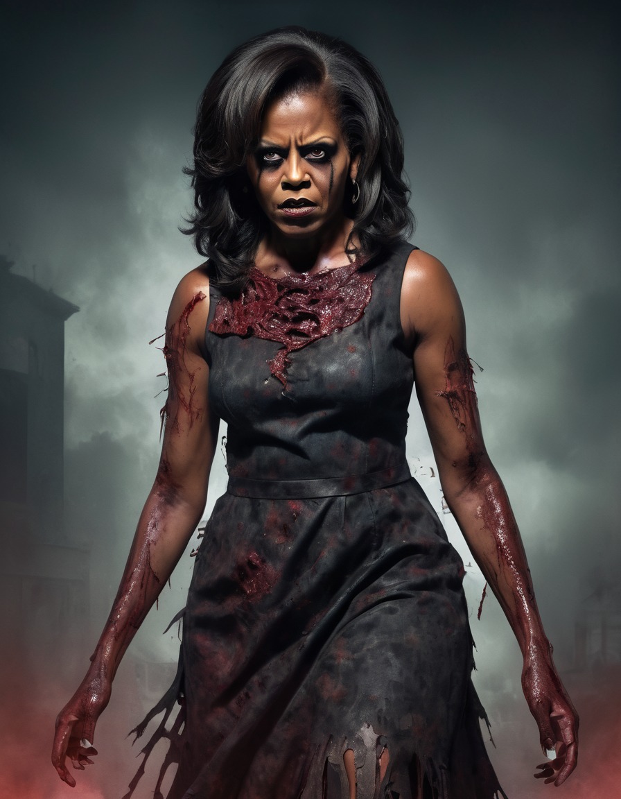 michelle obama, zombie, transformation, horror, halloween, politics