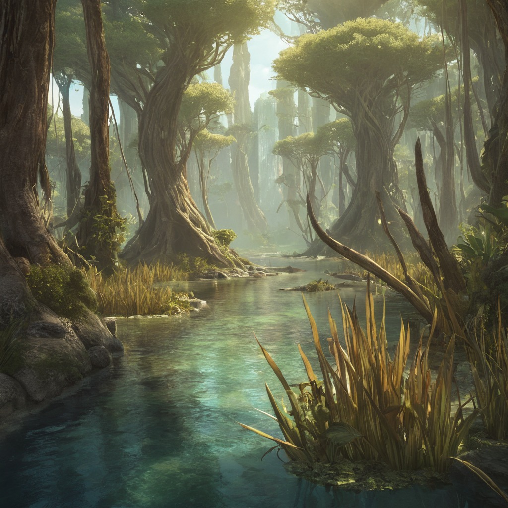 digitalart, dreamup, plants, mangrove, swamp, ai_art