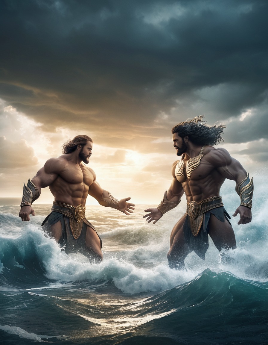 mythology, poseidon, zeus, ocean, storm, coastline, godzilla, kong