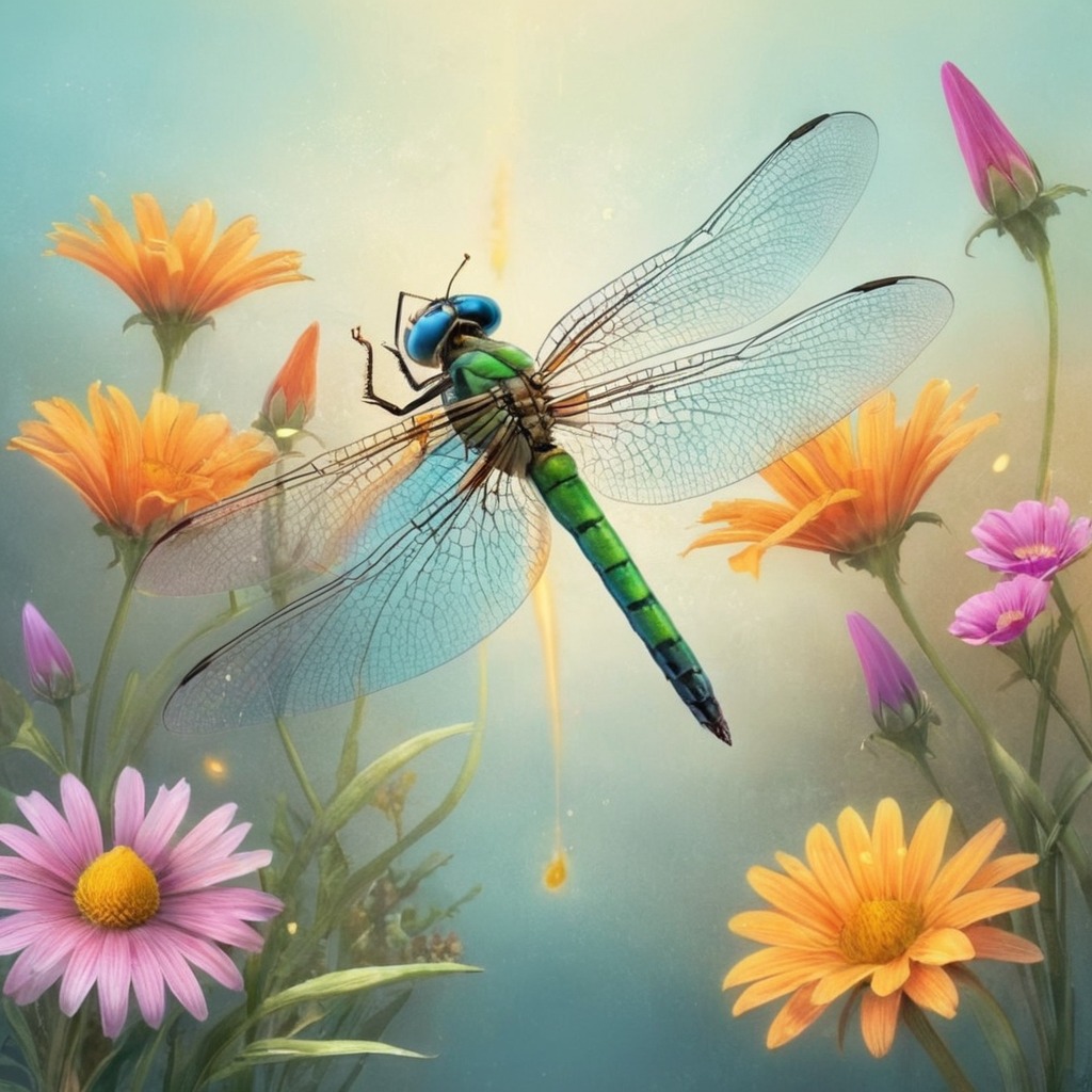 digitalart, fantasyart, digitalpainting, insect, butterflies, dragonfly