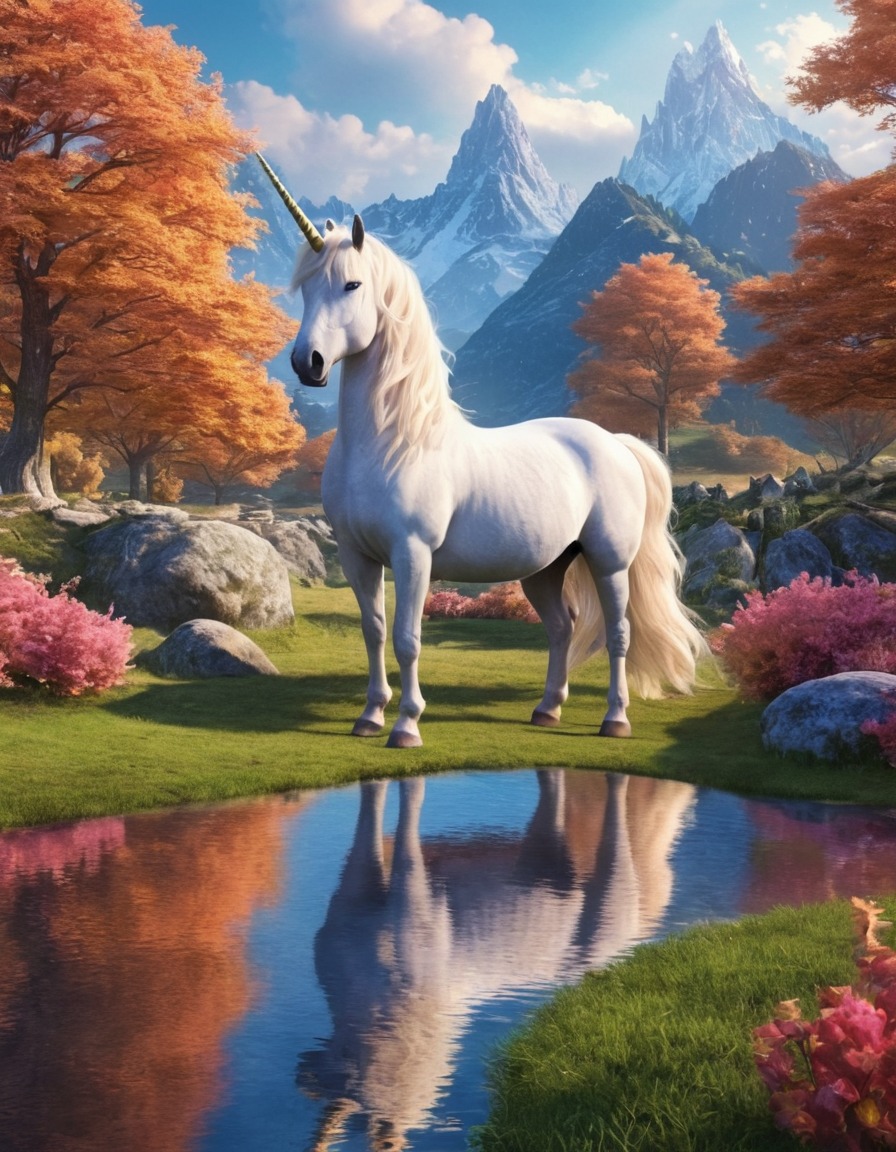 unicorn, mystical, fantasy, enchanting landscape