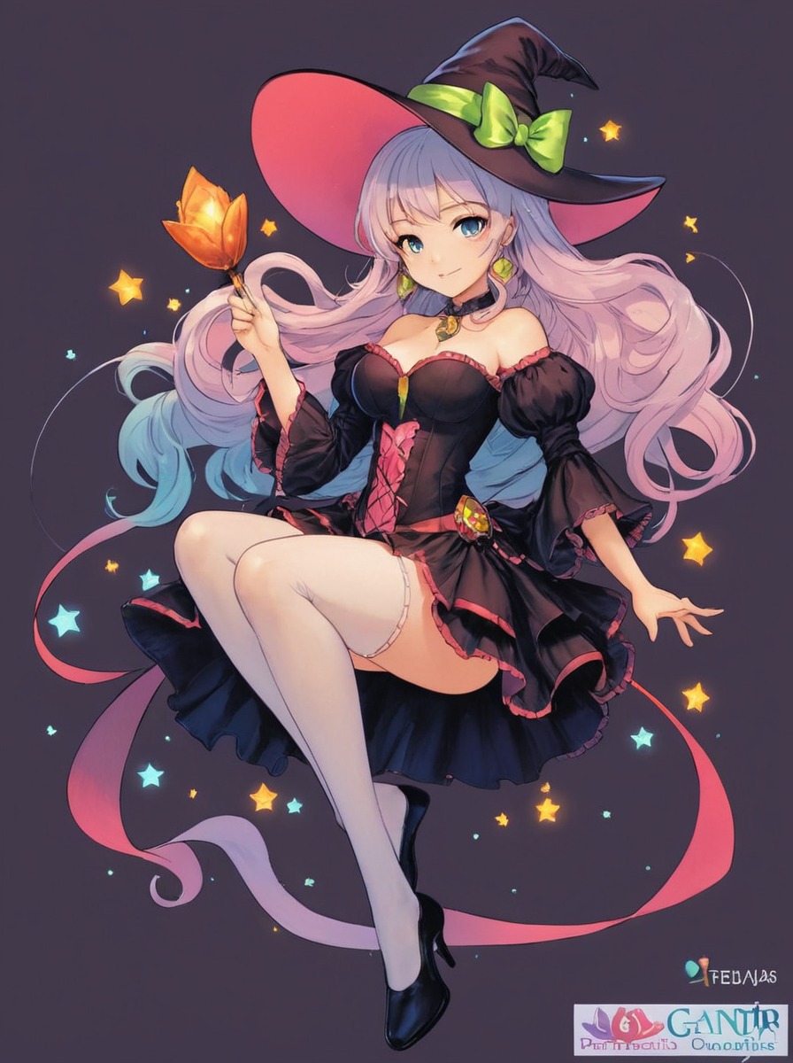 anime, magic, witch, magicalgirl, digitalart, animegirl, fanart, animestyle, beauty, candycorn, cutegirl, fantasy, fantasyart, sexygirl, sittinggirl, sittingpose, whitestockings, cutesexygirl, anime_style