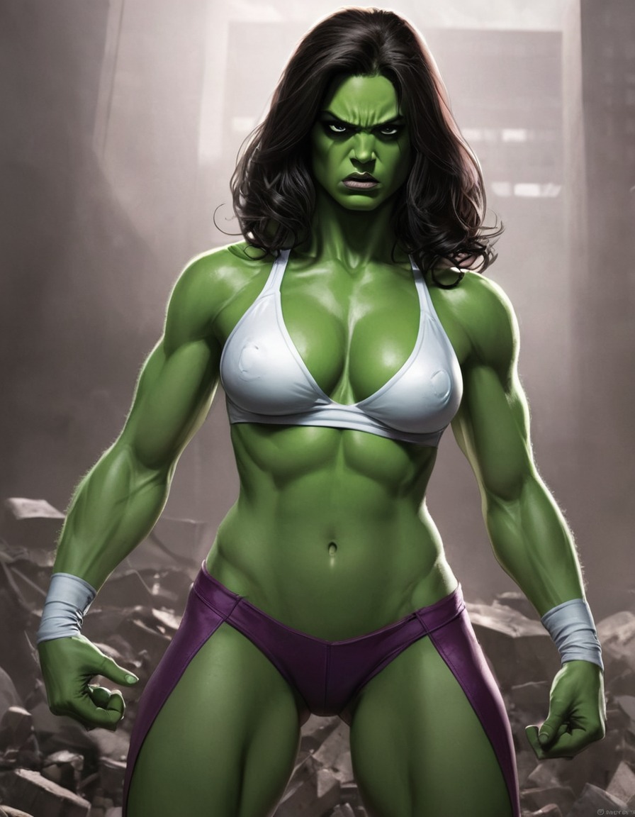 she-hulk, superhero, comics, battle, intense, ripped clothes