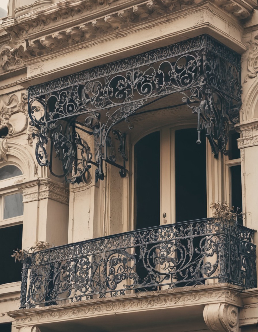 victorian, balcony, ironwork, architecture, detail