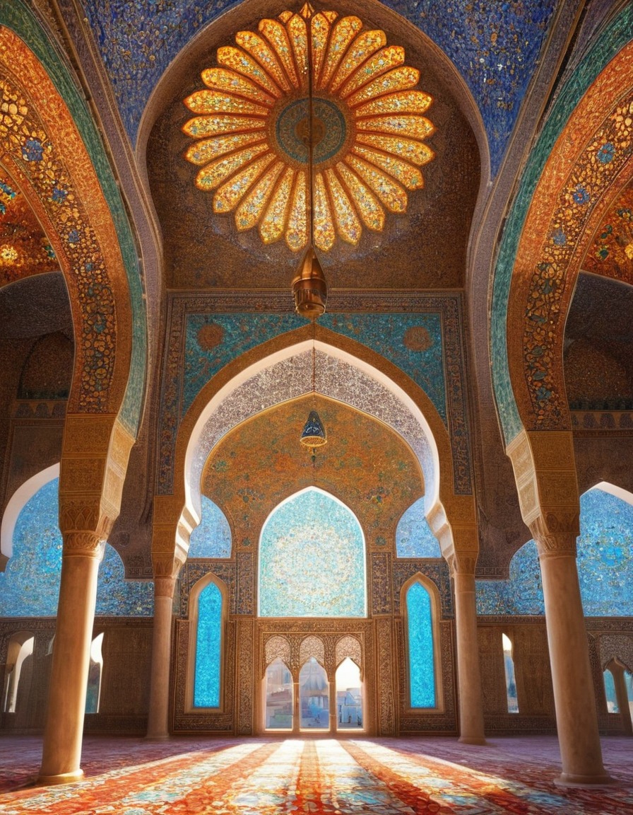 mosque, mosaic, colorful, architecture, art, islam