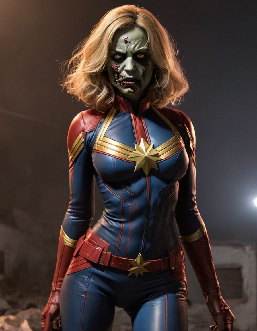 zombie, captain marvel (marvel comics), undead, superhero, horror