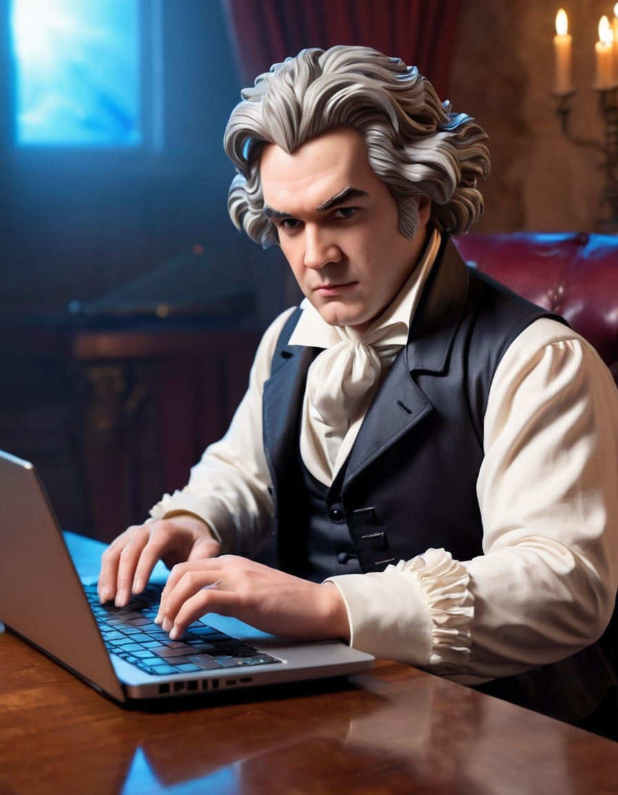 beethoven, composer, music, laptop