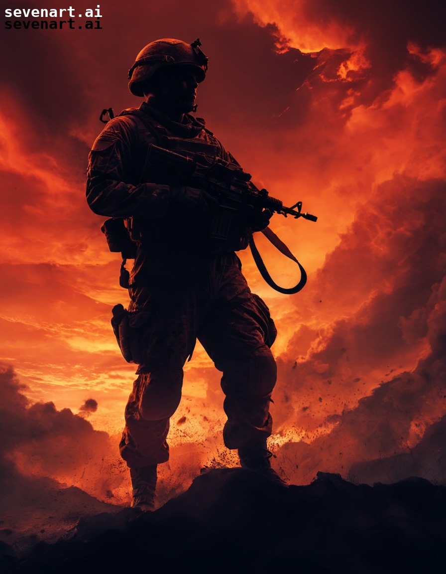 war, soldier, apocalypse, silhouette, ominous