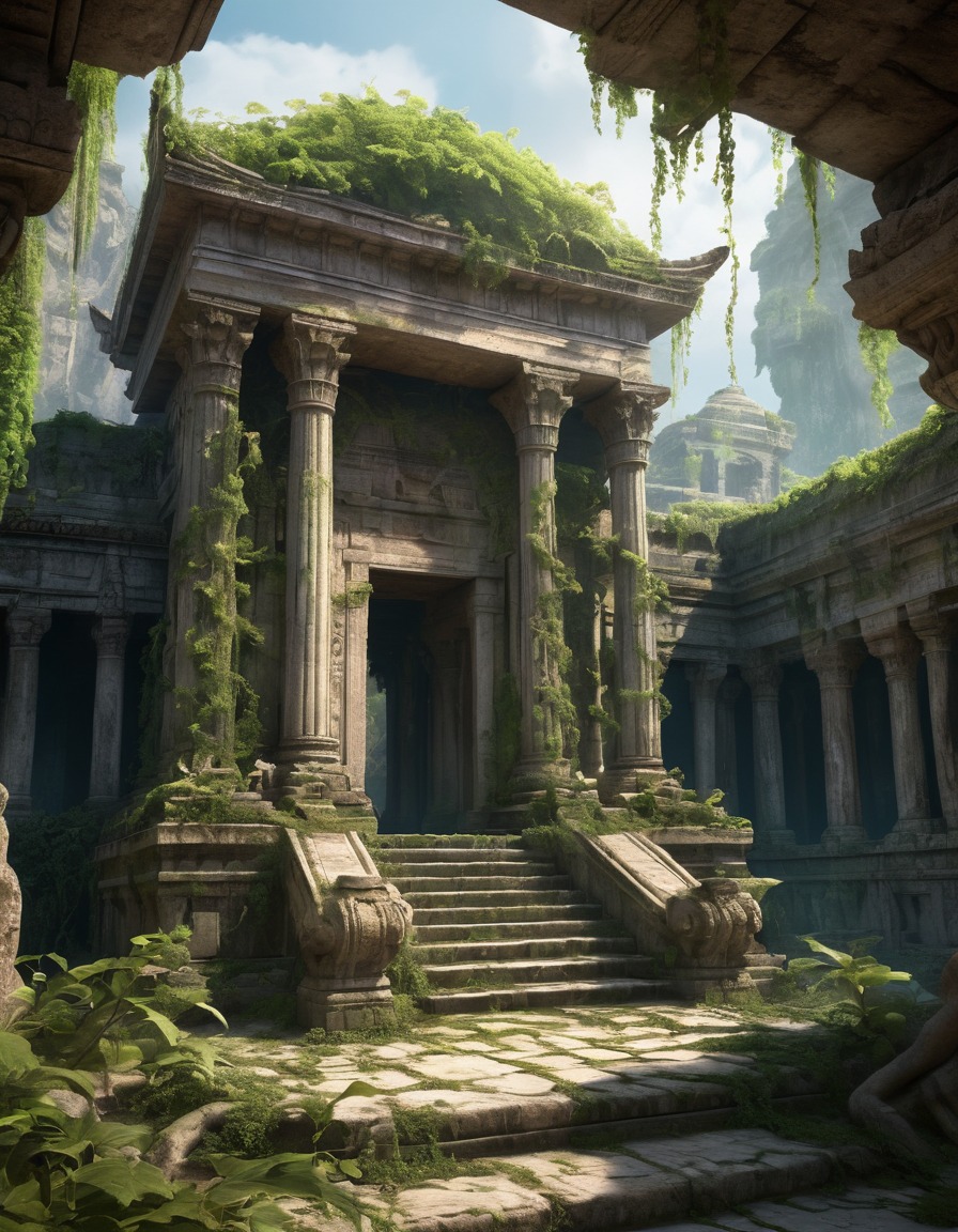 ruins, ancient, temple, vines, malevolent, lovecraft, howard lovecraft