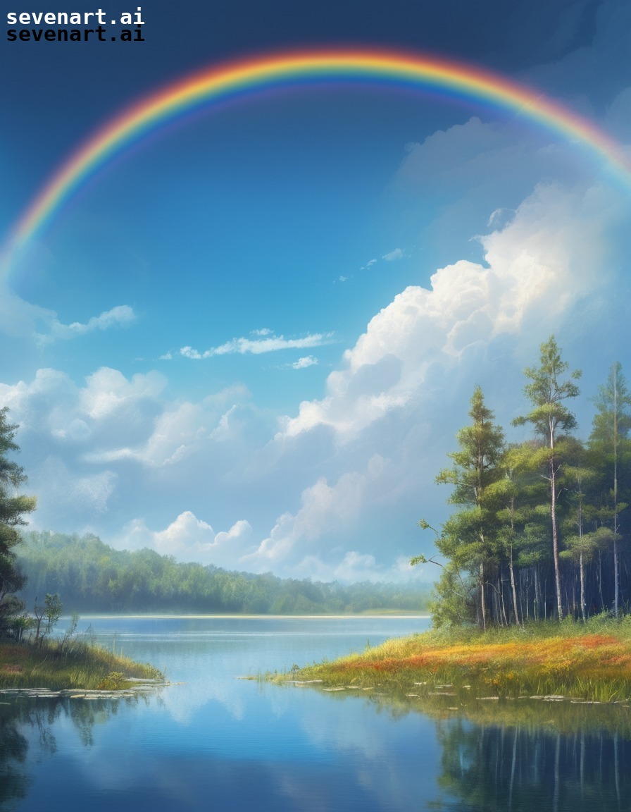 nature, weather, rainbow, lake, scenery