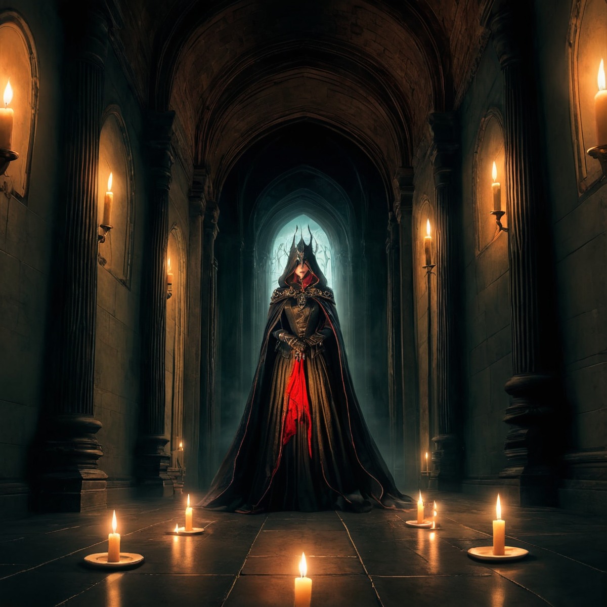 digitalart, characterdesign, videogamefanart, magic, fantasyart, digitalpainting, horror, gothic, candlelight, candles, cult, darkart, darkfantasy, darklord, darkness, darkworld, demonic, fantasyrealm, gothicarchitecture, gothicstyle, shadowfigure, evilpriest, mysteriousfigure, spookyart, occultart, creepyatmosphere, evilpresence, premiumdownloads