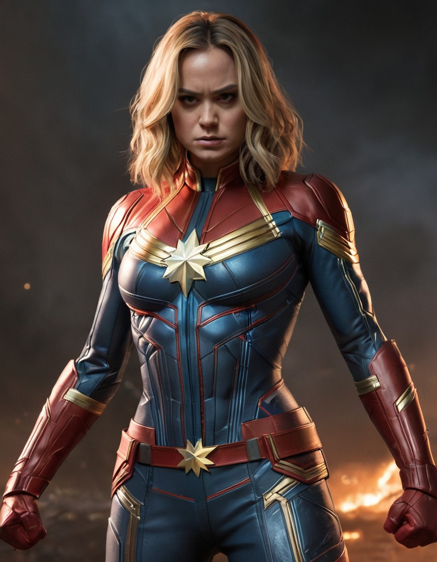 captain marvel, superhero, ripped costume, battle, heroism