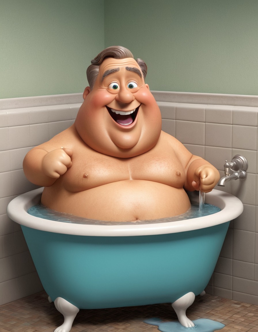 cartoon, humor, franklin roosevelt, bathtub, comedy, fat