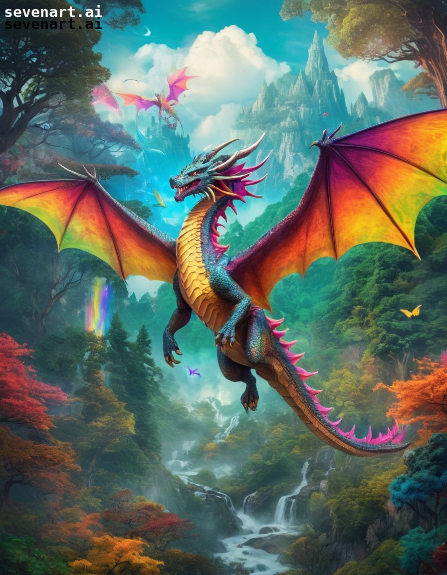 fantasy, dragon, forest, magical, mythical