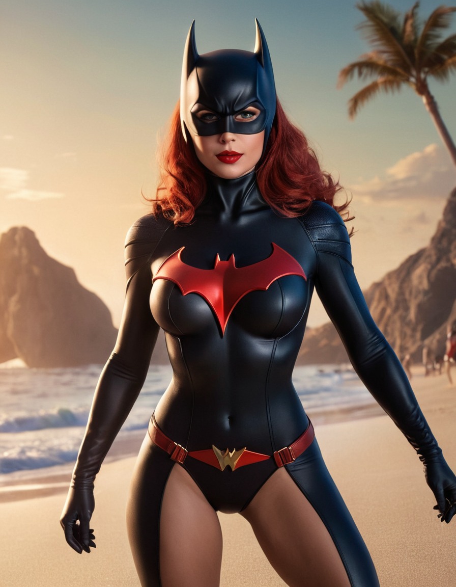 beach, swimsuit, batwoman, superhero, dc comics