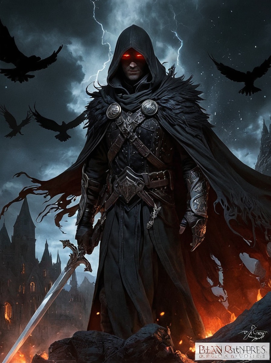 characterdesign, warrior, magic, fantasyart, horror, epic, digitalart, fantasycharacter, gothic, medieval, crows, darkestnight, fantasy, horrorart, horrorfantasy, sword, skeletonskull