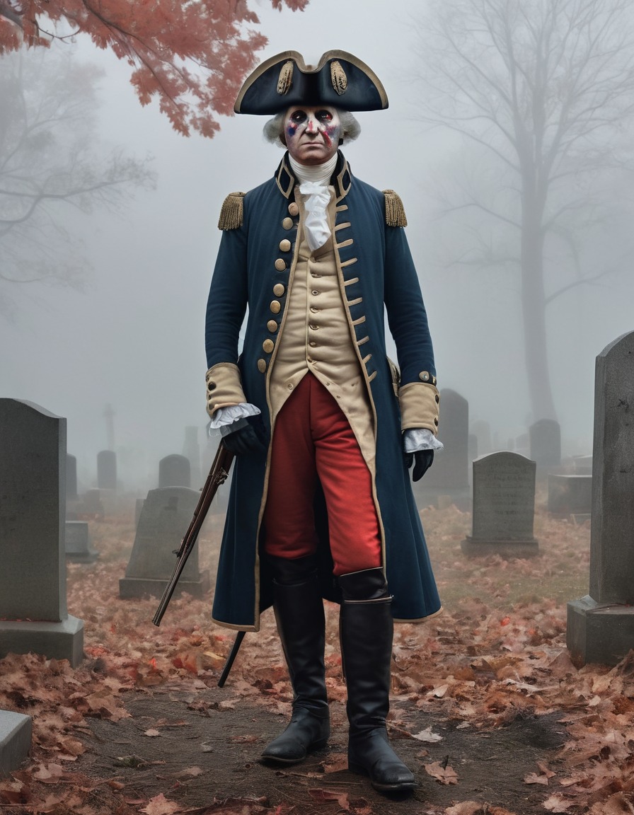 george washington, revolutionary war, zombie, horror, cemetery, foggy, undead