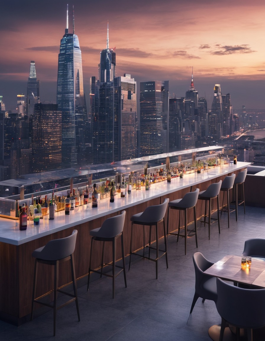 rooftop bar, city skyline, modern architecture, urban life, nightlife, modern city, city